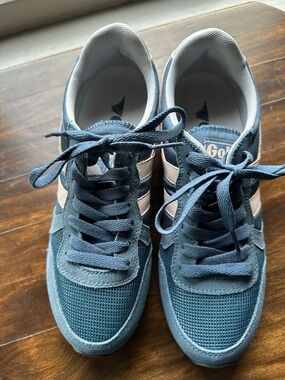 Gola Slate Blue, White and Blush Retro Trainers